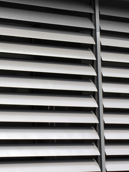 Close up of adjustable aluminium shutters